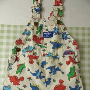Vintage OshKosh B'Gosh Dinosaur Print Shortalls, Size 4T